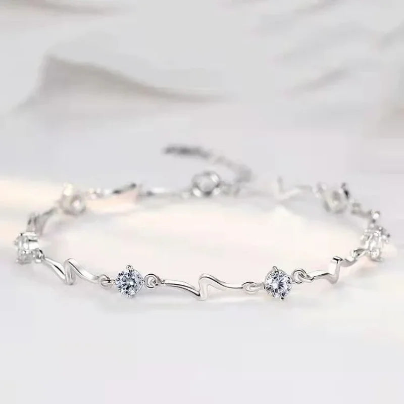 Silver Beautiful Stars Bracelets for Women Girl Korean Designer Party Wedding Fashion Jewelry Holiday Gifts Dropshipping