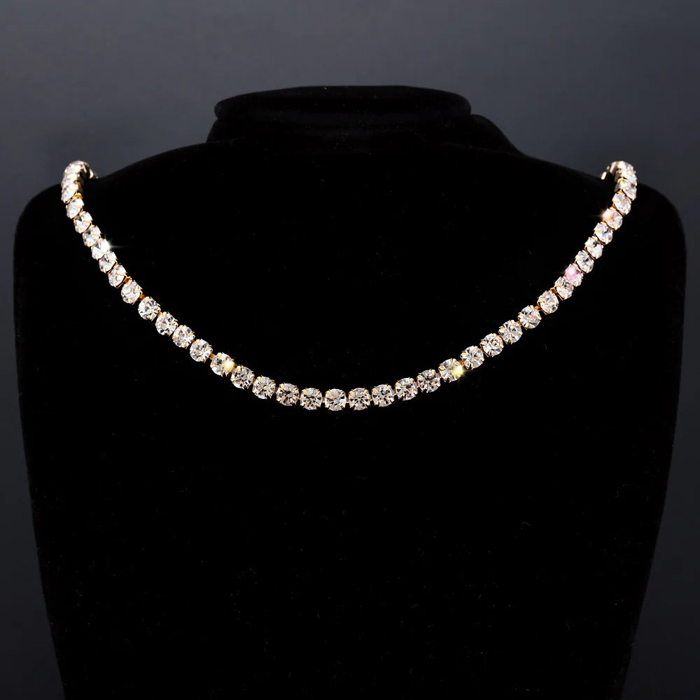 Elegant Cuban Chain Zircon Necklace Clavicle Chain CZ Diamonds Dazzling Shiny Bling Pendant Women Fashion Wedding Jewelry