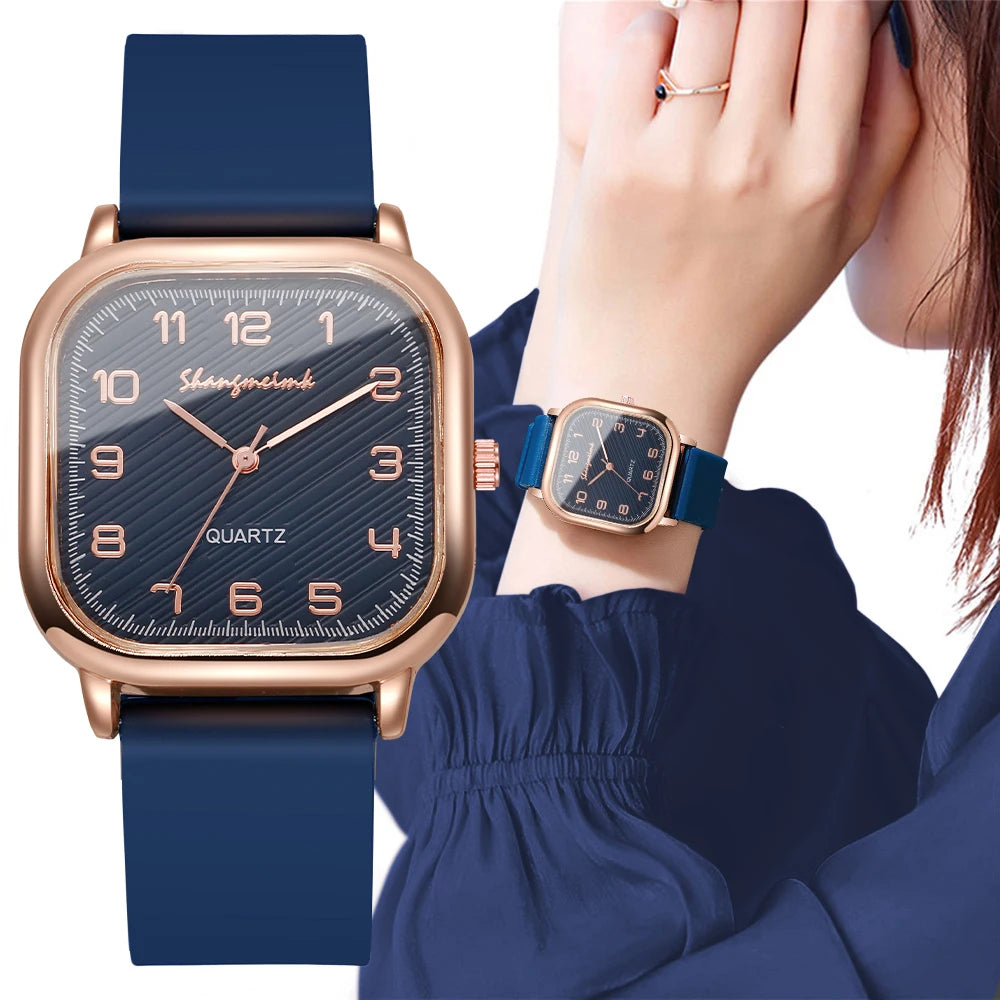 Fashion Square Women Watches Casual Silicone Strap Quartz Watch for Girls Clock Reloj Mujer
