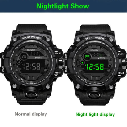 Y12 Men's Watches Big Dial LED Digital Watch Multifunction Men Sports Watch Alarm Clock Stopwatch Fitness Electronic Wristwatch