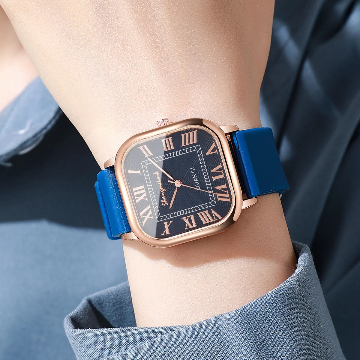 Fashion Square Women Watches Casual Silicone Band Roma Dial Quartz Wristwatch For Ladies Clock Reloj Mujer