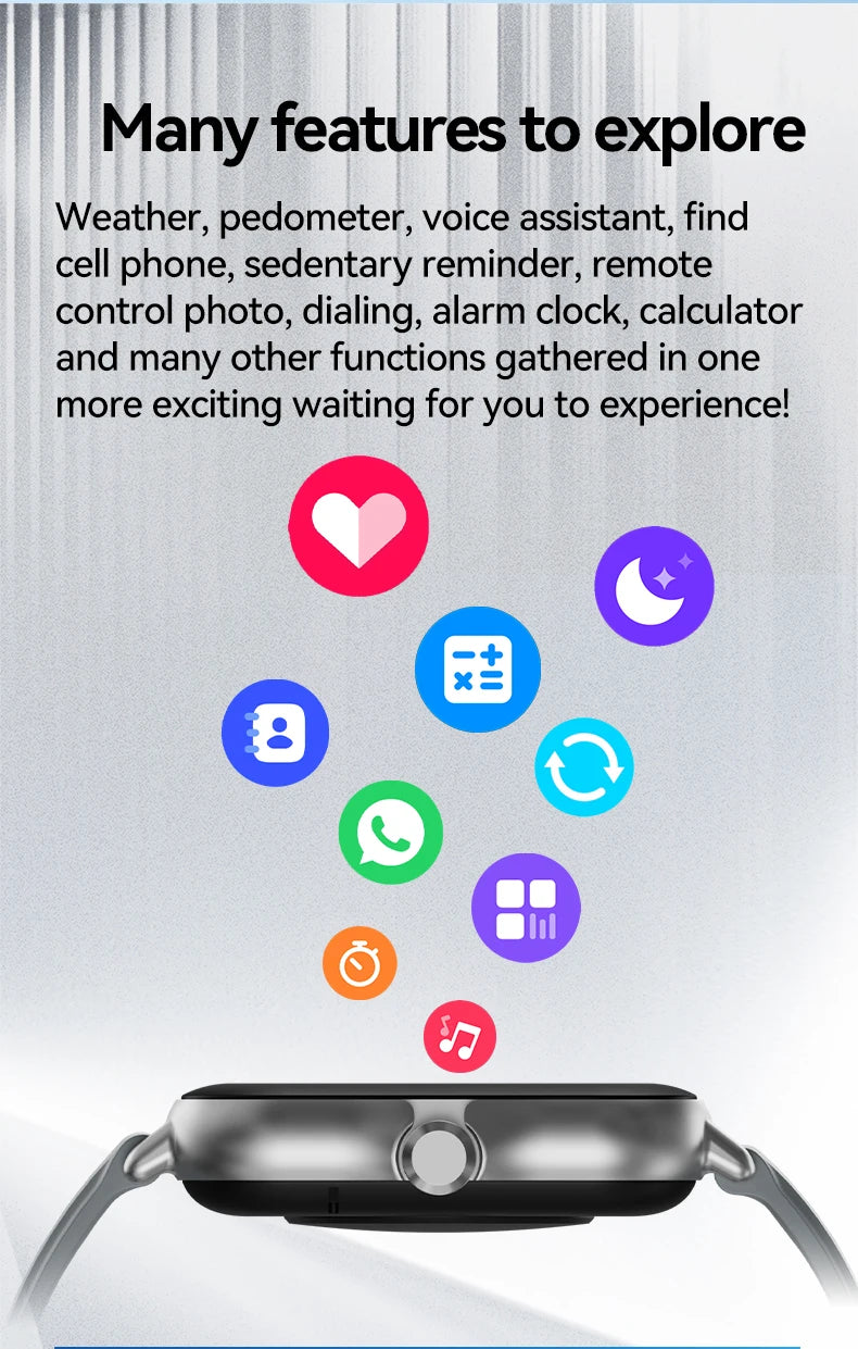 LAXASFIT 2025 Smart Watch Android IOS Bluetooth Talk Heart Rate Monitor Sleep Record Sports Smart Watch Ladies Men Gift