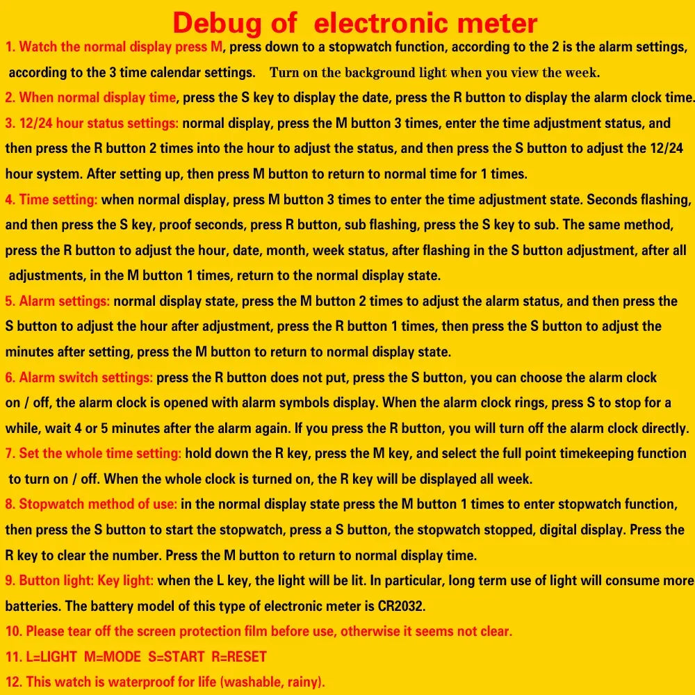 Y12 Men's Watches Big Dial LED Digital Watch Multifunction Men Sports Watch Alarm Clock Stopwatch Fitness Electronic Wristwatch