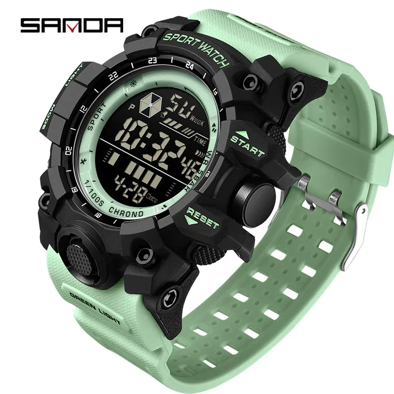 SANDA Men Outdoor Sports Watch Waterproof LED Analog Digital Show Multifunction Big Dial Electronic Wristwatch G style Male Cloc