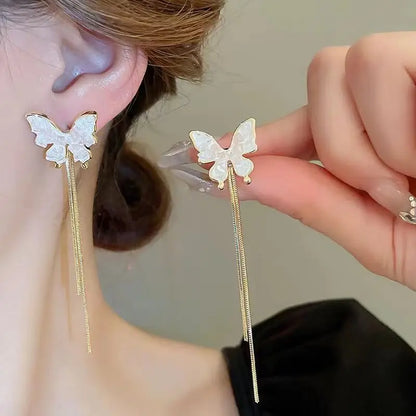 Drop Ear Line Long Hanging Earrings for Women Rose Gold Color Zircon Crystal Piercing Threader Earing Ear Accessories Jewelry