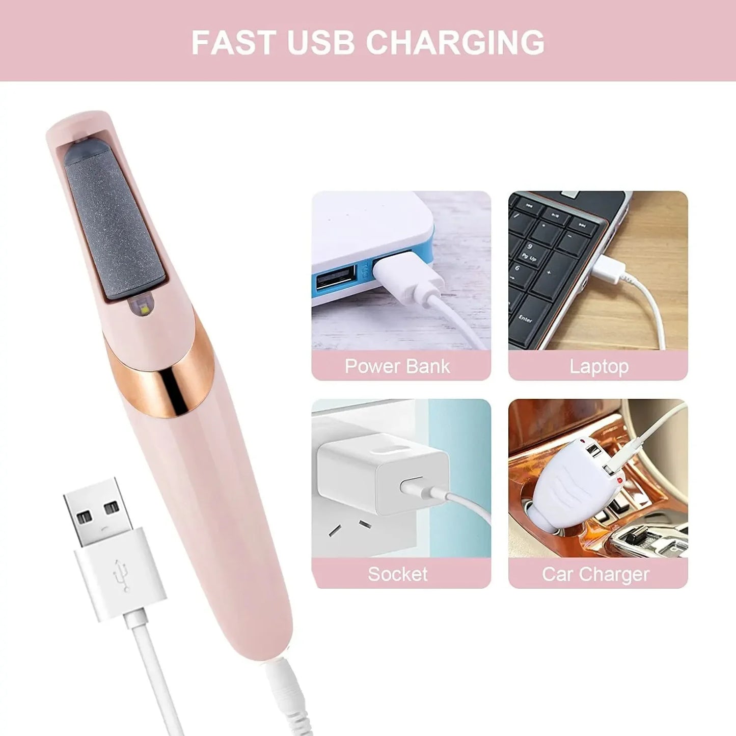 Electronic Tool File and Healing Tissue Remover Electric Foot Grinder Pink