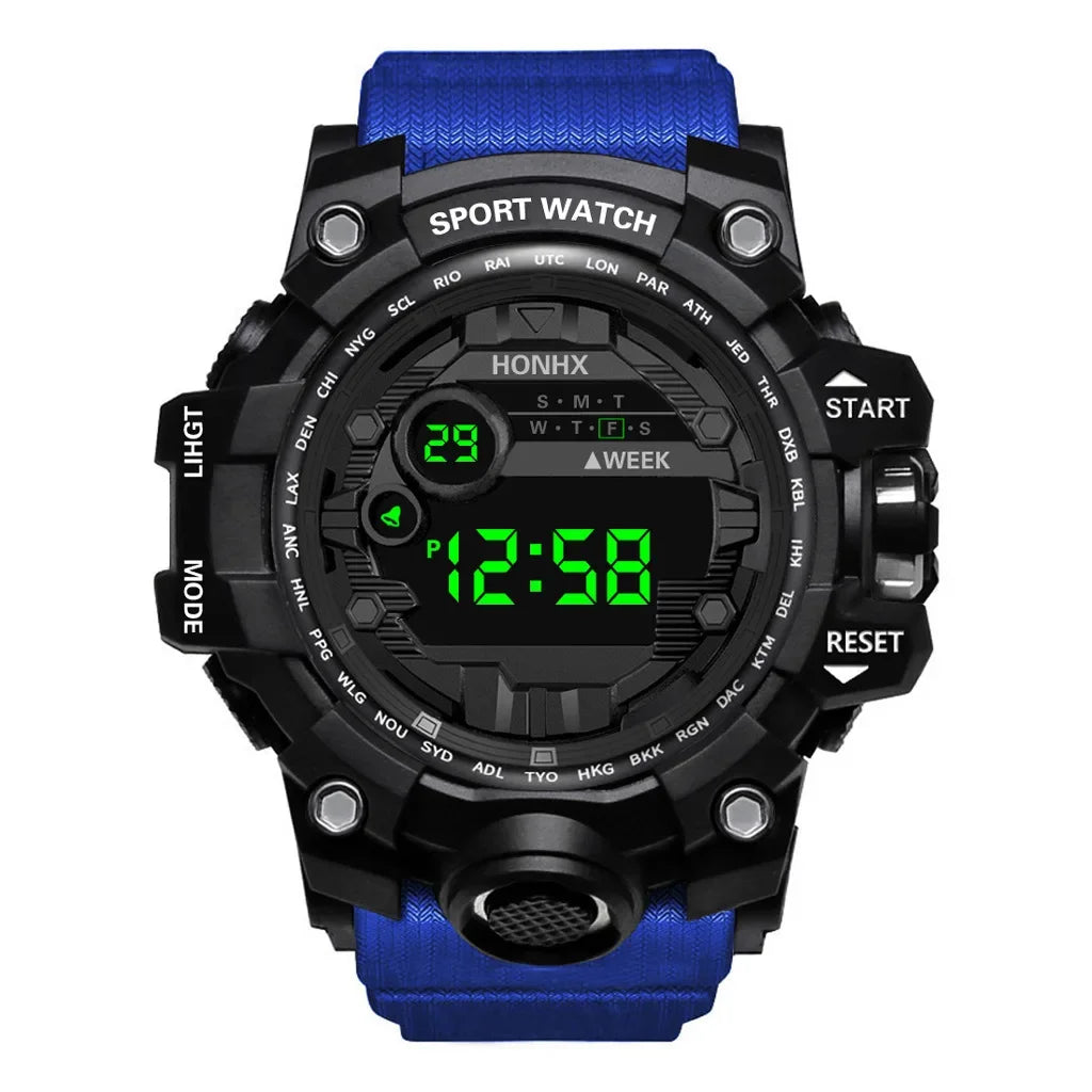 Y12 Men's Watches Big Dial LED Digital Watch Multifunction Men Sports Watch Alarm Clock Stopwatch Fitness Electronic Wristwatch