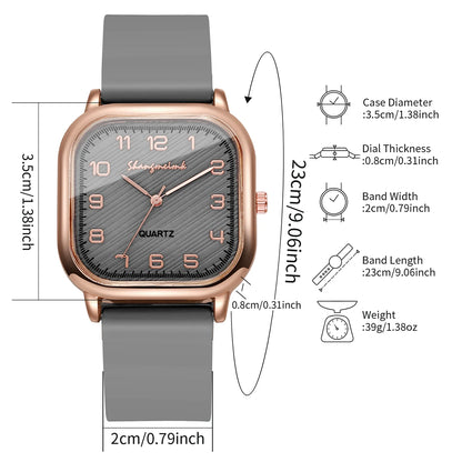 Fashion Square Women Watches Casual Silicone Strap Quartz Watch for Girls Clock Reloj Mujer