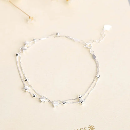 Silver Beautiful Stars Bracelets for Women Girl Korean Designer Party Wedding Fashion Jewelry Holiday Gifts Dropshipping