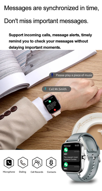 LAXASFIT 2025 Smart Watch Android IOS Bluetooth Talk Heart Rate Monitor Sleep Record Sports Smart Watch Ladies Men Gift