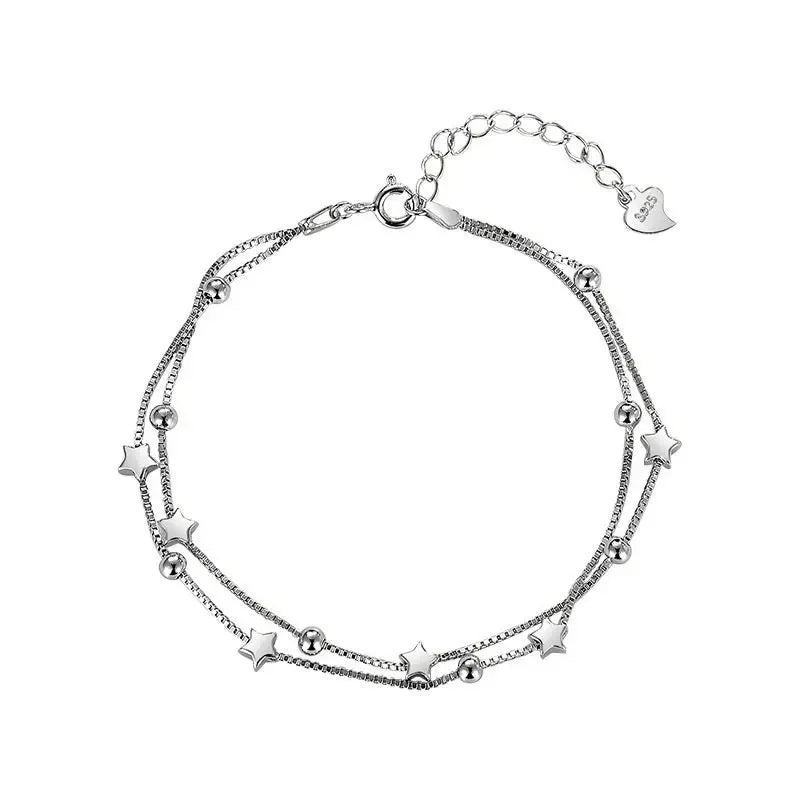 Silver Beautiful Stars Bracelets for Women Girl Korean Designer Party Wedding Fashion Jewelry Holiday Gifts Dropshipping
