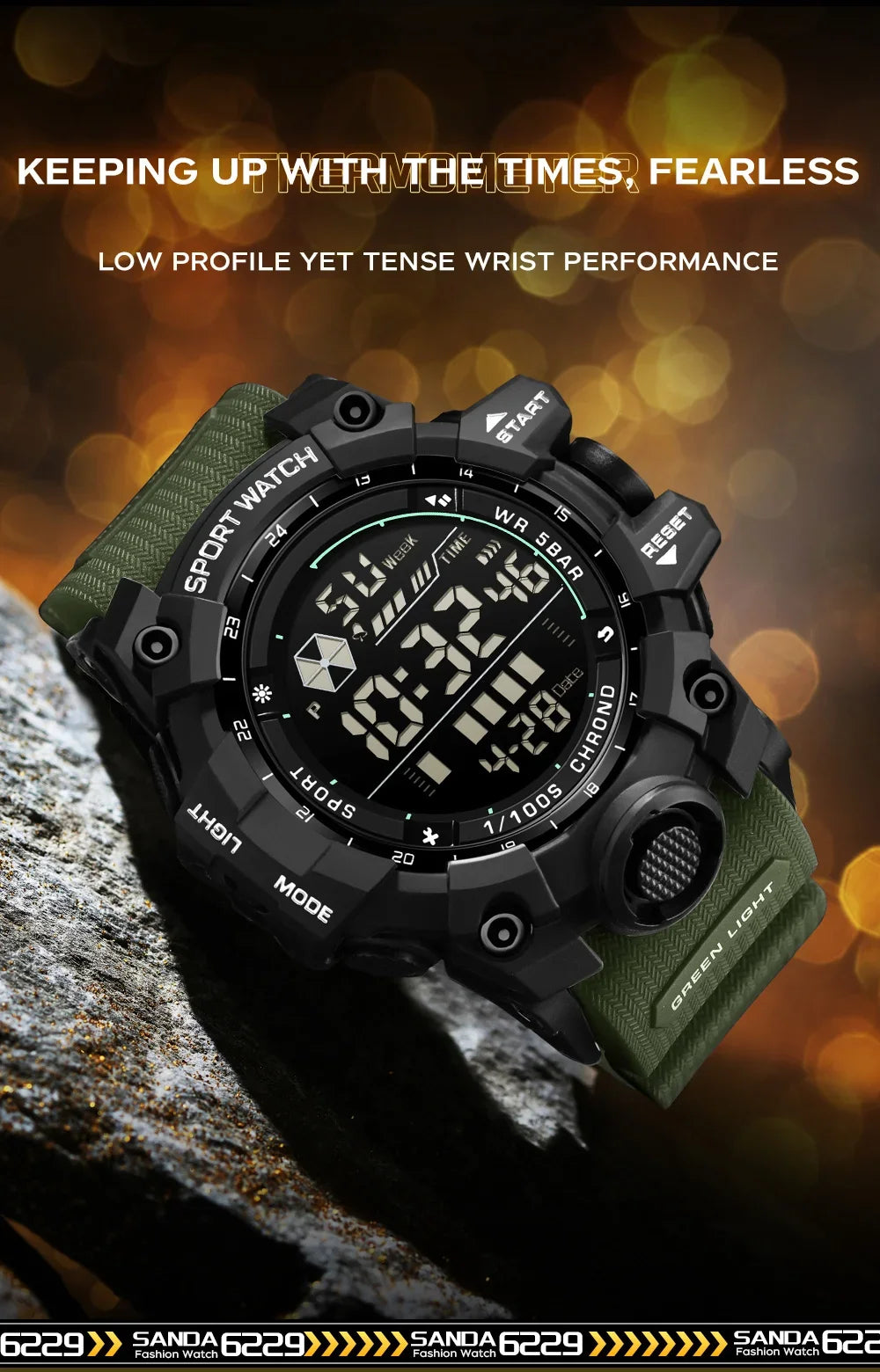 SANDA Men Outdoor Sports Watch Waterproof LED Analog Digital Show Multifunction Big Dial Electronic Wristwatch G style Male Cloc