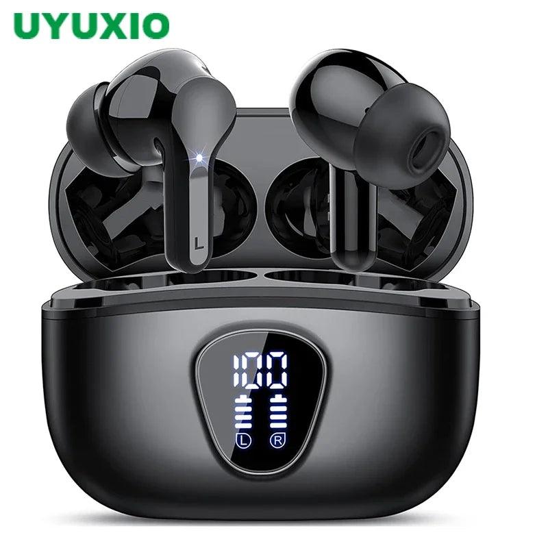 New Wireless Earbuds HiFi Stereo Headphones BT5.3 with ENC Noise Cancelling 48H LED Display Ear Buds IP7 Waterproof Earphones