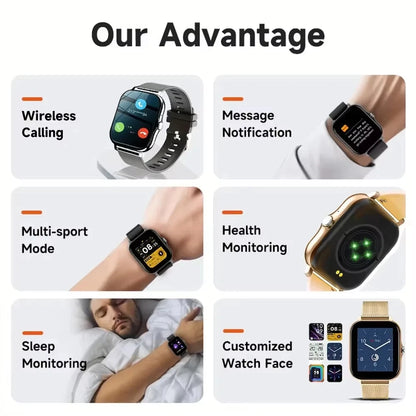 LAXASFIT 2025 Smart Watch Android IOS Bluetooth Talk Heart Rate Monitor Sleep Record Sports Smart Watch Ladies Men Gift