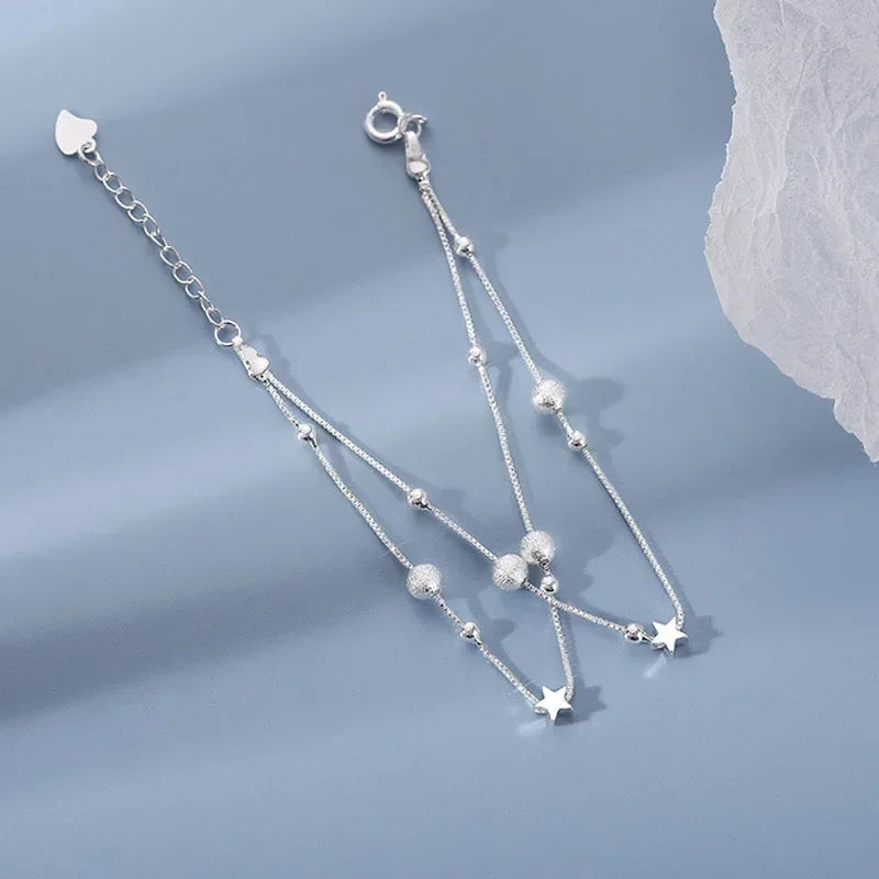 Silver Beautiful Stars Bracelets for Women Girl Korean Designer Party Wedding Fashion Jewelry Holiday Gifts Dropshipping