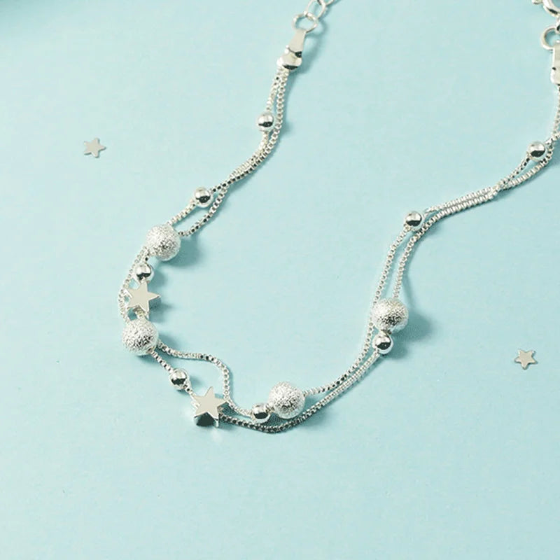 Silver Beautiful Stars Bracelets for Women Girl Korean Designer Party Wedding Fashion Jewelry Holiday Gifts Dropshipping