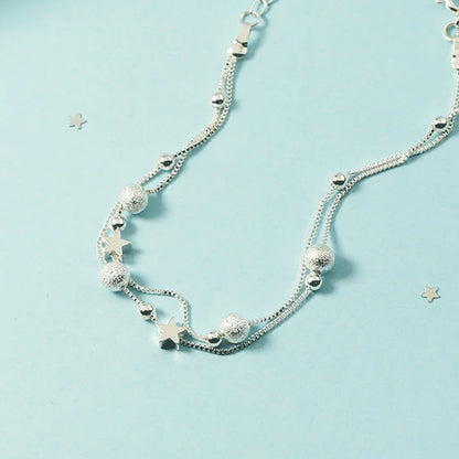 Silver Beautiful Stars Bracelets for Women Girl Korean Designer Party Wedding Fashion Jewelry Holiday Gifts Dropshipping