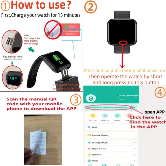 Men Smart Watch Women Watches Electronic Bracelet Message Remind Weather Clock Fitness Monitor Y68 Smartwatch For Android IOS