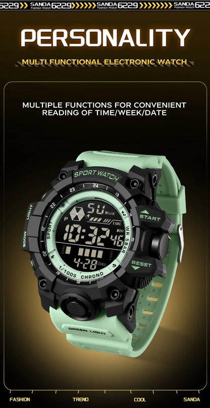 SANDA Men Outdoor Sports Watch Waterproof LED Analog Digital Show Multifunction Big Dial Electronic Wristwatch G style Male Cloc