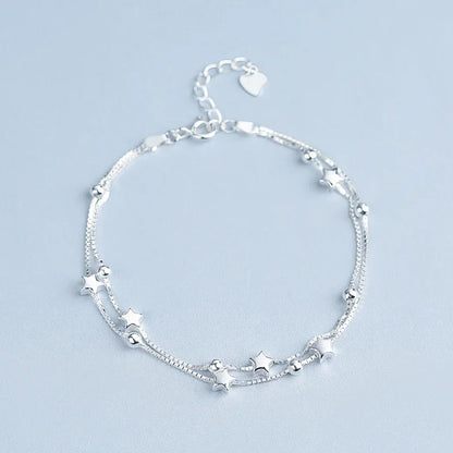 Silver Beautiful Stars Bracelets for Women Girl Korean Designer Party Wedding Fashion Jewelry Holiday Gifts Dropshipping