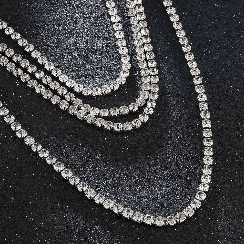 Elegant Cuban Chain Zircon Necklace Clavicle Chain CZ Diamonds Dazzling Shiny Bling Pendant Women Fashion Wedding Jewelry