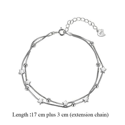Silver Beautiful Stars Bracelets for Women Girl Korean Designer Party Wedding Fashion Jewelry Holiday Gifts Dropshipping