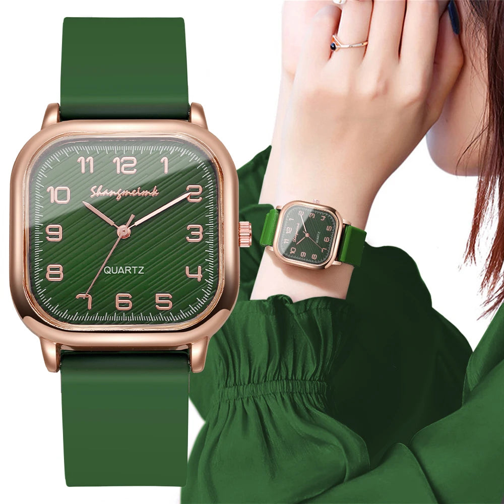 Fashion Square Women Watches Casual Silicone Strap Quartz Watch for Girls Clock Reloj Mujer