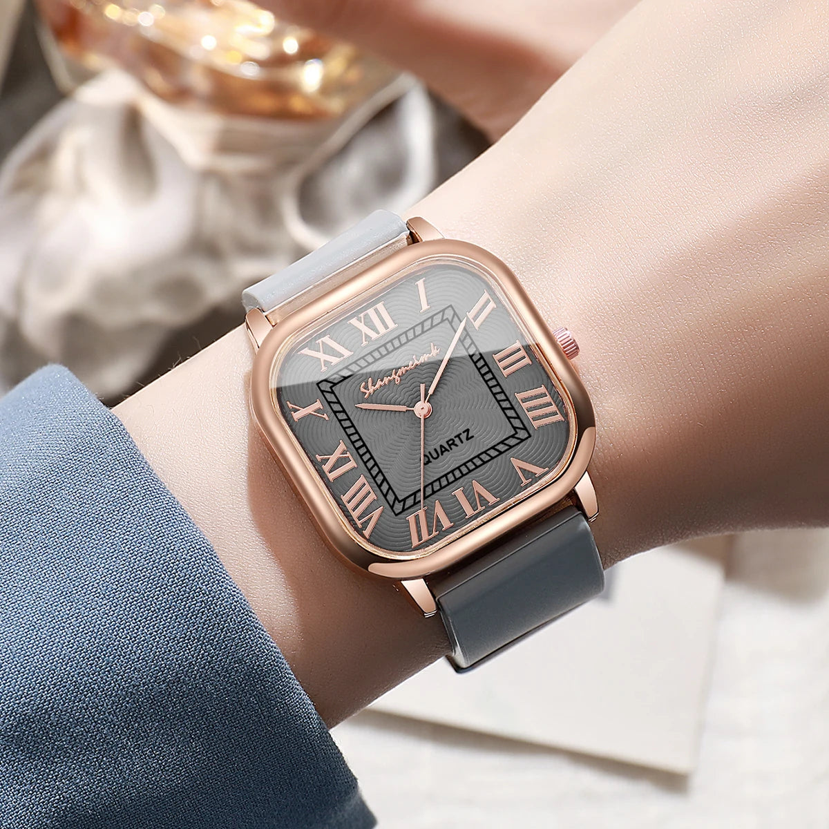 Fashion Square Women Watches Casual Silicone Band Roma Dial Quartz Wristwatch For Ladies Clock Reloj Mujer