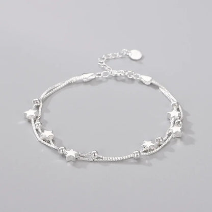 Silver Beautiful Stars Bracelets for Women Girl Korean Designer Party Wedding Fashion Jewelry Holiday Gifts Dropshipping